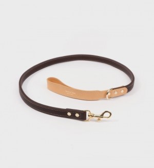 Men's Sporty And Rich Dog Leash Small Leather Goods Chocolate / Gold | 0xEydFaP5Hw