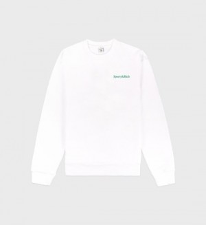 Men's Sporty And Rich Drink More Water Crewneck Sweatshirts White | XolwRcFUbJy