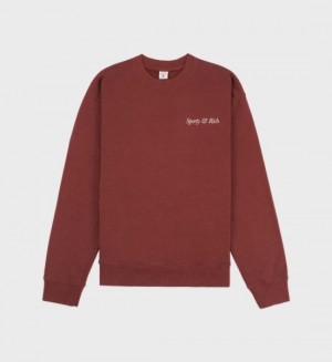 Men's Sporty And Rich HWCNY Crewneck Sweatshirts Burgundy / Cream | 4AaeSLLtLgM