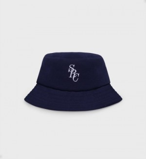 Men's Sporty And Rich SRC Pique Bucket Hats Navy / White | ZH2xtHes5l8