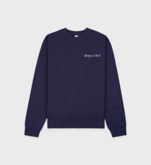 Men's Sporty And Rich Syracuse Crewneck Sweatshirts Navy / White | NhuBHmQfhnp