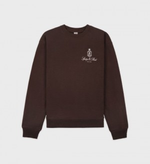 Men's Sporty And Rich Vendome Crewneck Sweatshirts Chocolate | XNGxXyrlF5Q