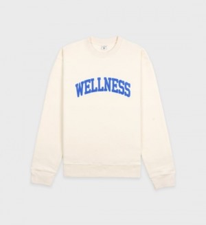 Men's Sporty And Rich Wellness Boucle Crewneck Sweatshirts Cream | LKUm5LmnSS9