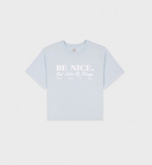 Women's Sporty And Rich Be Nice Cropped T Shirts Blue / White | KEQCqkhdvba