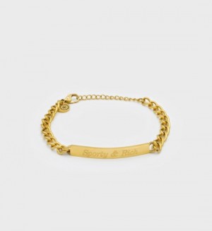 Women's Sporty And Rich Classic Logo Curb Chain Bracelet Jewelry Gold | WnOXmDcqtN2