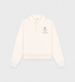 Women's Sporty And Rich Crown Polo Sweatshirts White / Burgundy | ysd6GI6I5wQ