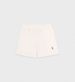 Women's Sporty And Rich SRC Velour Shorts White / Burgundy | Wfmll2Y9mak