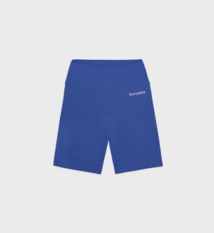 Women's Sporty And Rich Serif Logo Biker Shorts Blue | 5hAJYoGiDwe