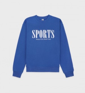 Women's Sporty And Rich Sports Crewneck Sweatshirts Blue | uDlpxElO9lB