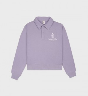 Women's Sporty And Rich Vendome Polo Sweatshirts Purple / White | ove7bt4Htxq