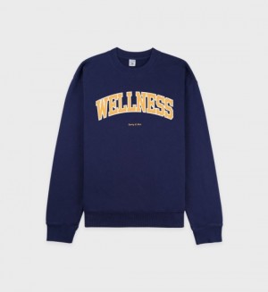 Women's Sporty And Rich Wellness Ivy Crewneck Sweatshirts Navy / Gold | CEJBDn0rQxI