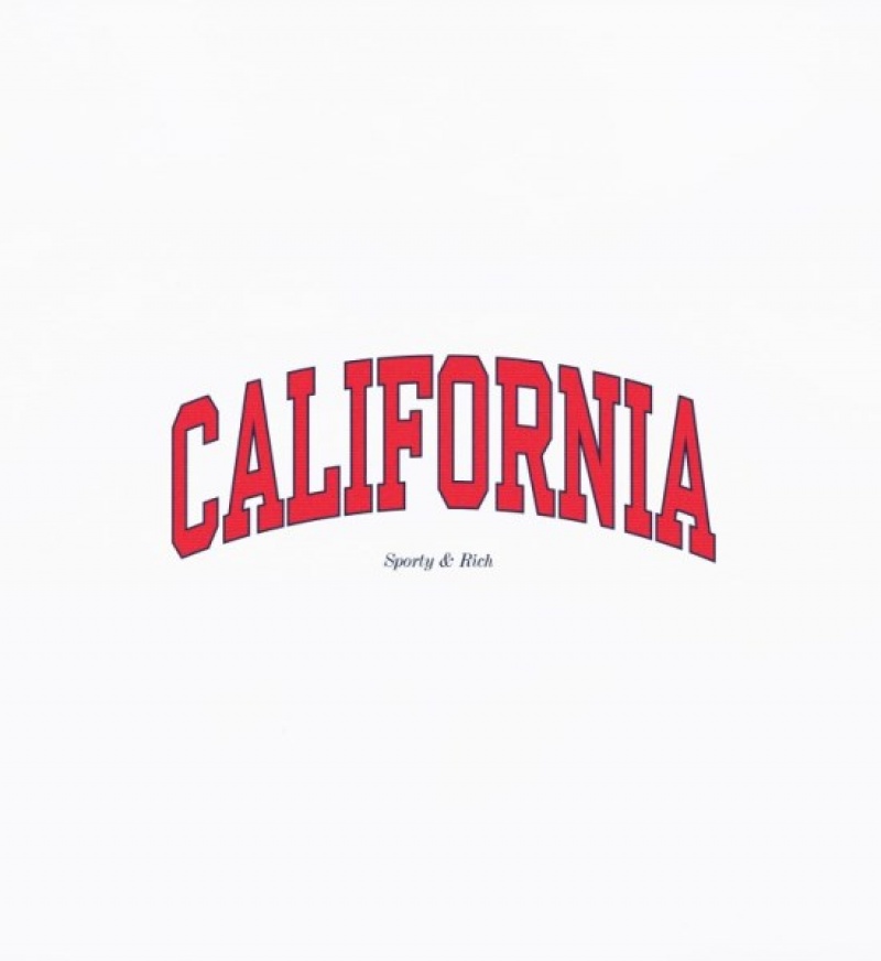 Men's Sporty And Rich California Crewneck Sweatshirts White / Light Red / Navy | 02WfH1r3kqk