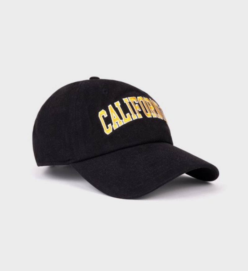 Men's Sporty And Rich California Embroidered Hats Black | pjK43q6Lpwp