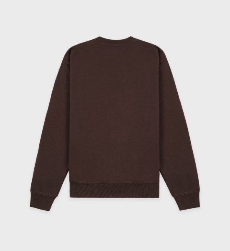 Men's Sporty And Rich Carlyle Crewneck Sweatshirts Chocolate / Cream | RS58MrTIJx4