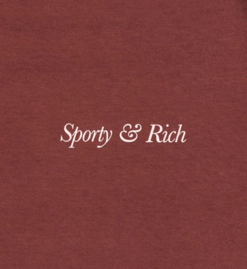 Men's Sporty And Rich HWCNY Crewneck Sweatshirts Burgundy / Cream | 4AaeSLLtLgM