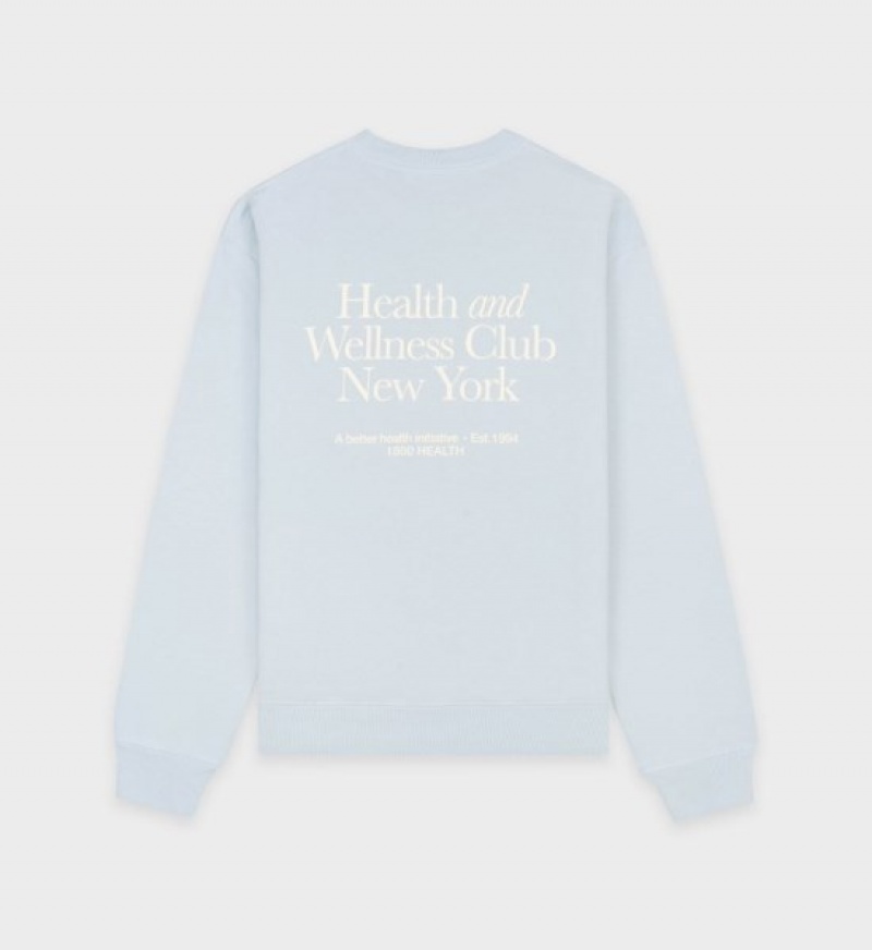 Men's Sporty And Rich HWCNY Crewneck Sweatshirts Blue / Cream | gYPwwKqqvYd