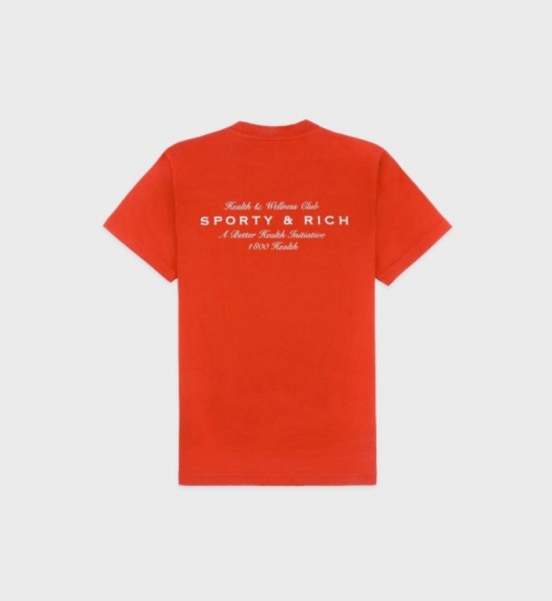 Men's Sporty And Rich Health Initiative T Shirts Red / White | n1kM6fkavoi