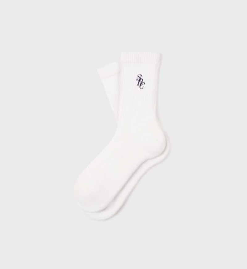 Men\'s Sporty And Rich SRC Socks White / Navy | JVUP5xbMBwt