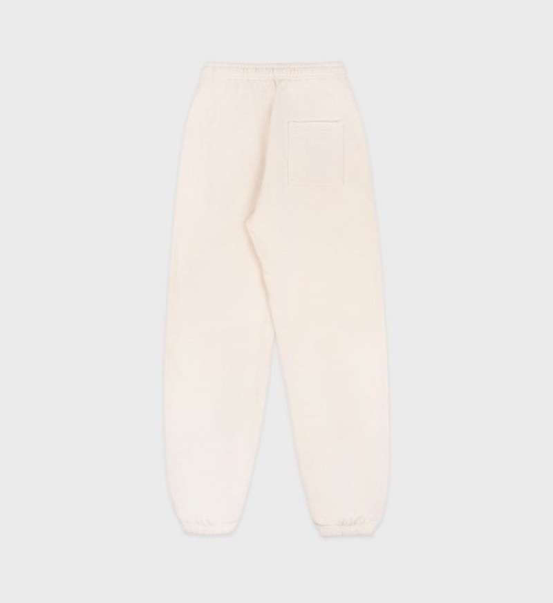 Men's Sporty And Rich Syracuse Embroidered Sweatpants Cream | PACboLDRevP