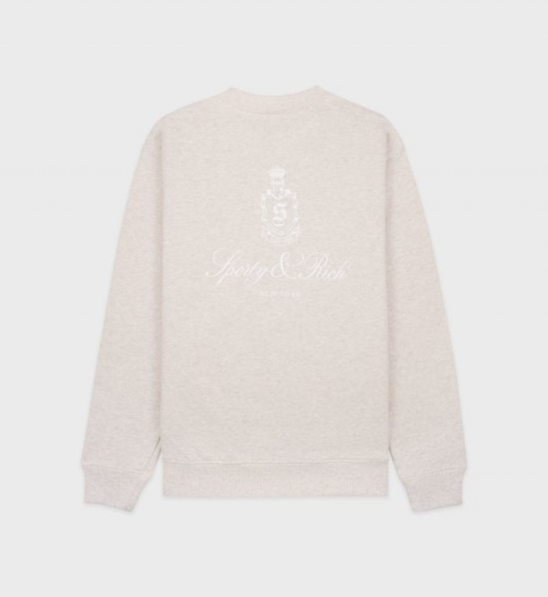 Men's Sporty And Rich Vendome Crewneck Sweatshirts Beige / White | uyiPt7XhYrH