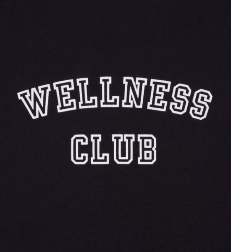 Men's Sporty And Rich Wellness Club Flocked Crewneck Sweatshirts Black / White | M1dFDRrwAV6