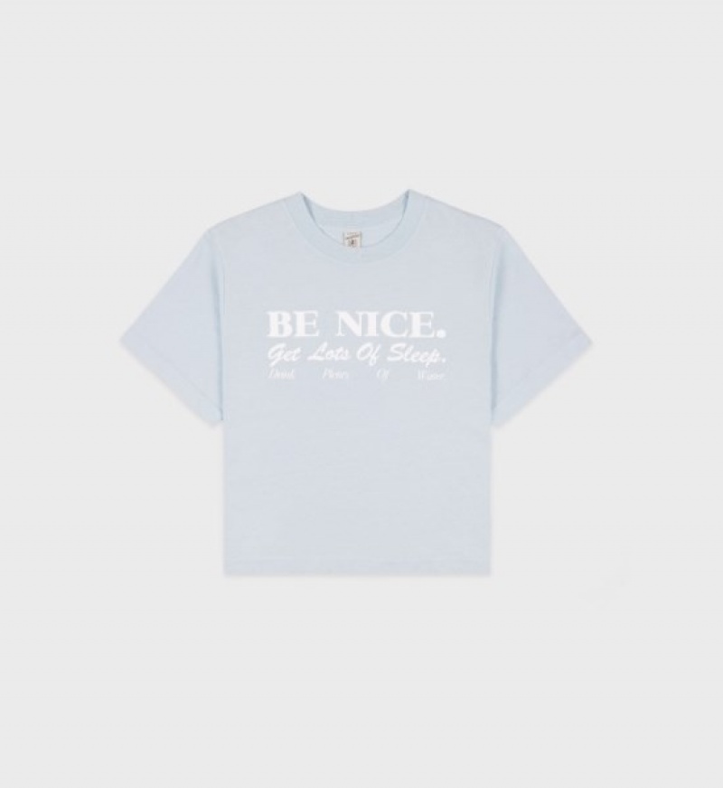 Women\'s Sporty And Rich Be Nice Cropped T Shirts Blue / White | KEQCqkhdvba