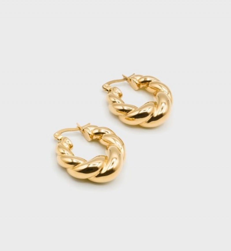 Women's Sporty And Rich Braided Hoops Jewelry Gold | yMGrpxZaBmd