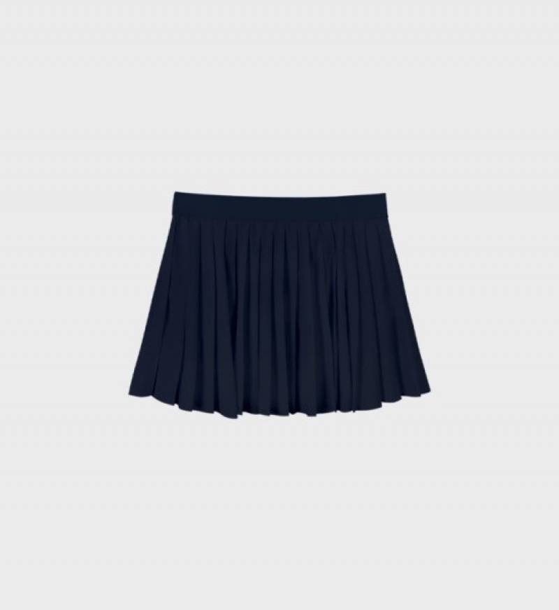 Women's Sporty And Rich Classic Logo Pleated Skirt Navy | uIUDYjriJQE