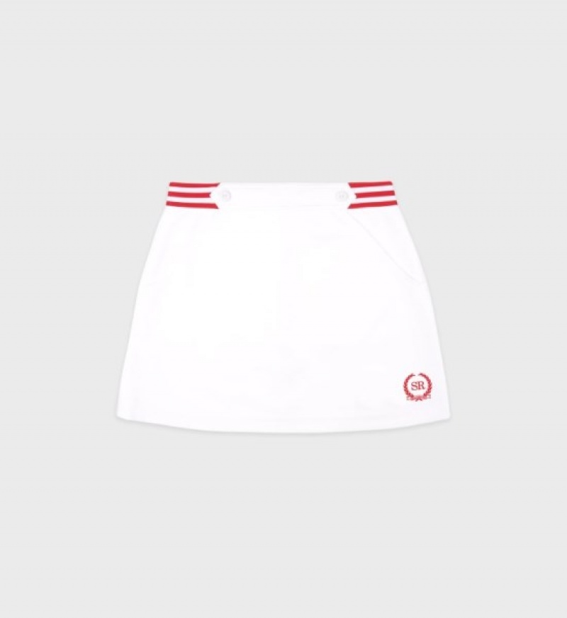 Women\'s Sporty And Rich Golf Logo Kelly Skirt White / Light Red | 16QKK4hUbjF