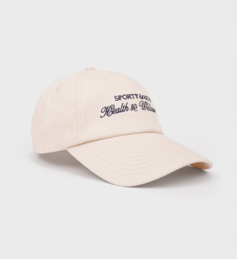 Women's Sporty And Rich H&W Club Embroidered Hats Cream / Navy | oiIUu0jzygr