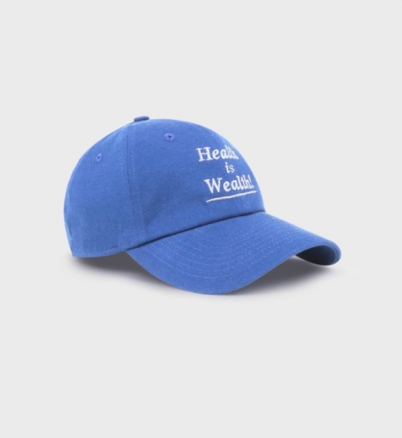 Women's Sporty And Rich Health Is Wealth Hats Blue | tcEsU1RtPVp