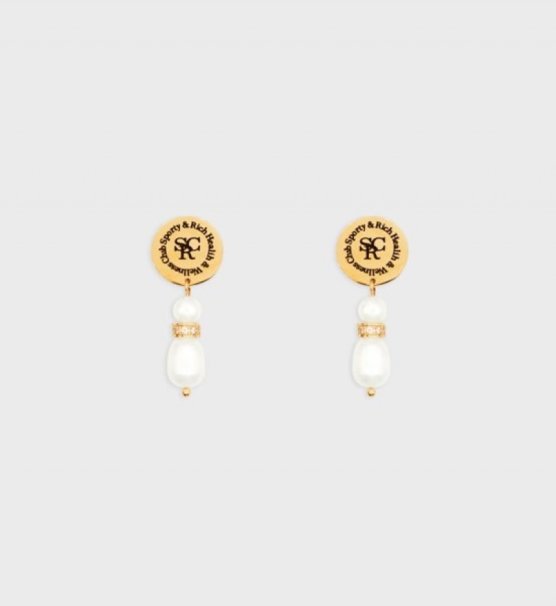 Women\'s Sporty And Rich Pearl Crystal Earrings Jewelry White | YIO0AuDO7UC