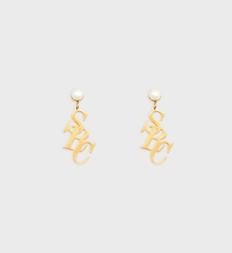 Women\'s Sporty And Rich SRC Pearl Earrings Jewelry Gold | whxNQpsDws7