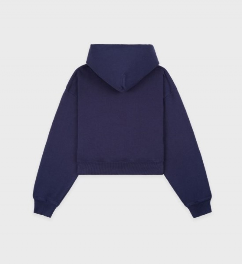 Women's Sporty And Rich SRHWC Cropped Hoodie Navy / White | 7JgetBovrxV