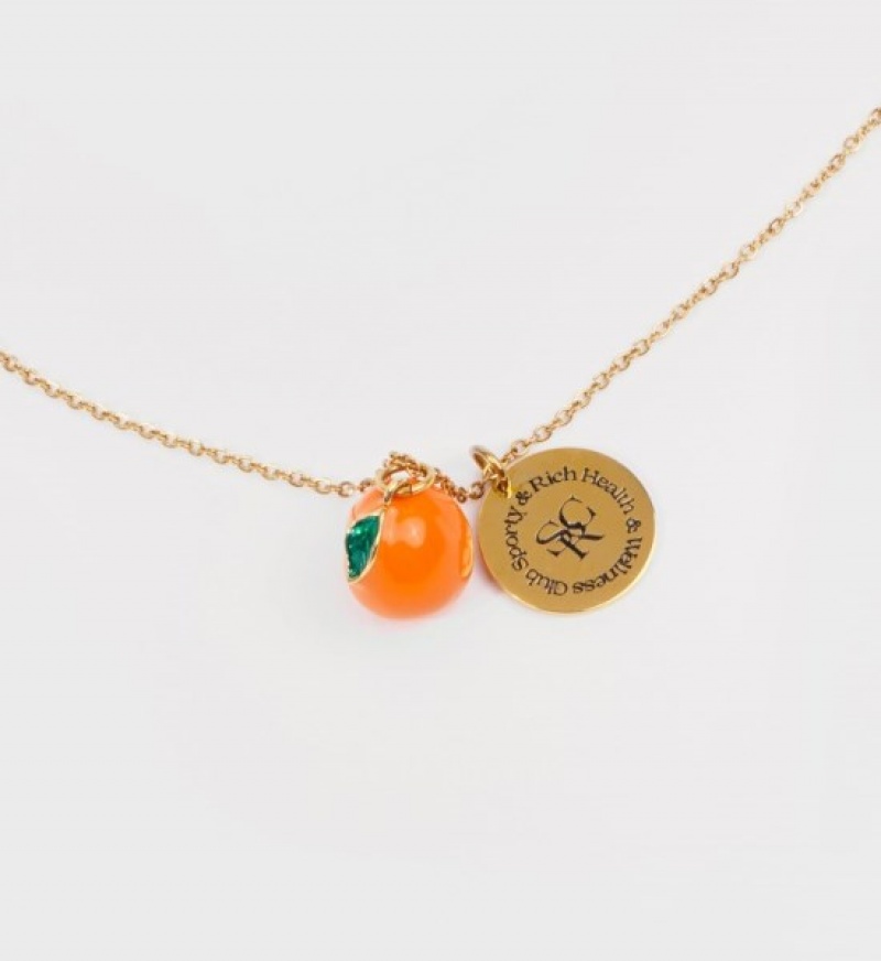 Women's Sporty And Rich SRHWC Orange Pearl Necklace Jewelry Gold | ZBVgv4IBqCO