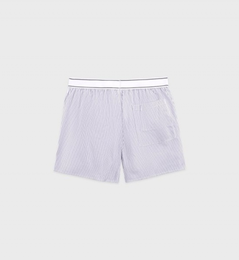 Women's Sporty And Rich Serif Logo Boxer Shorts White / Navy | s3VTfUEL1dY