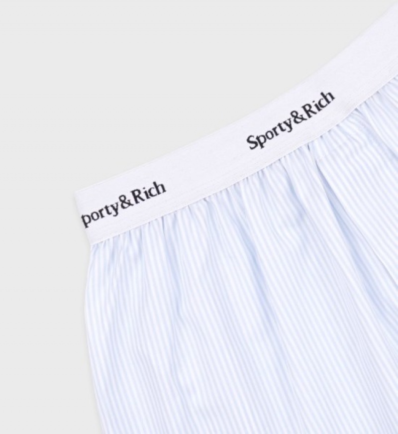 Women's Sporty And Rich Serif Logo Boxer Shorts Blue | bZ5x2mcI2nM