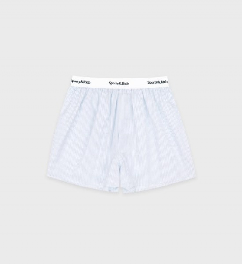 Women\'s Sporty And Rich Serif Logo Boxer Shorts Blue | bZ5x2mcI2nM