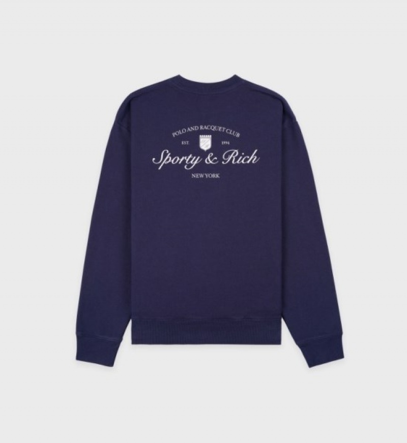 Women's Sporty And Rich Syracuse Crewneck Sweatshirts Navy / White | o0M8RDJeyAY