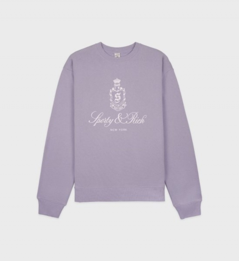 Women\'s Sporty And Rich Vendome Crewneck Sweatshirts Purple / White | 9ov1lIamMS1