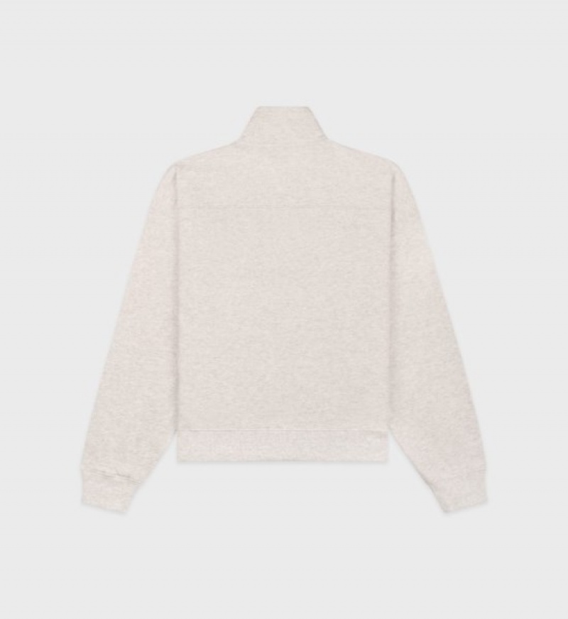 Women's Sporty And Rich Vendome Quarter Zip Sweatshirts Beige / White | ehZU0JQBXFv