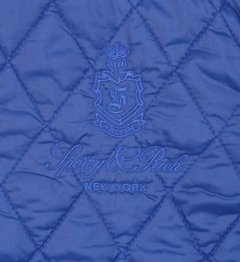 Women's Sporty And Rich Vendome Quilted Jackets Blue | 7zMKQSAc6Ek