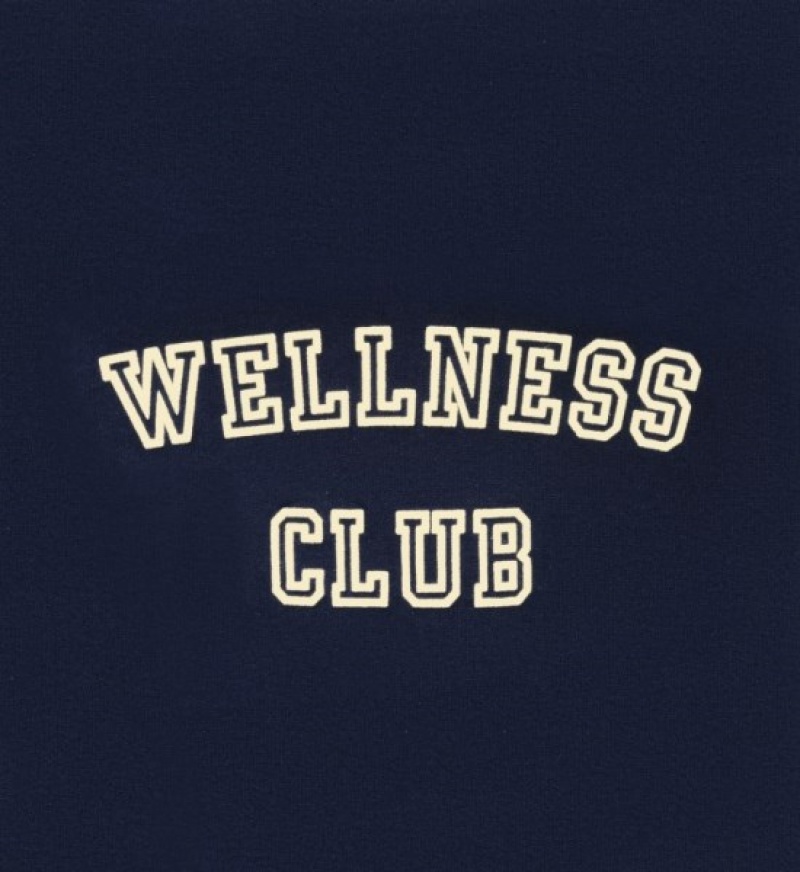 Women's Sporty And Rich Wellness Club Flocked Hoodie Navy | NH3o75l0nsr