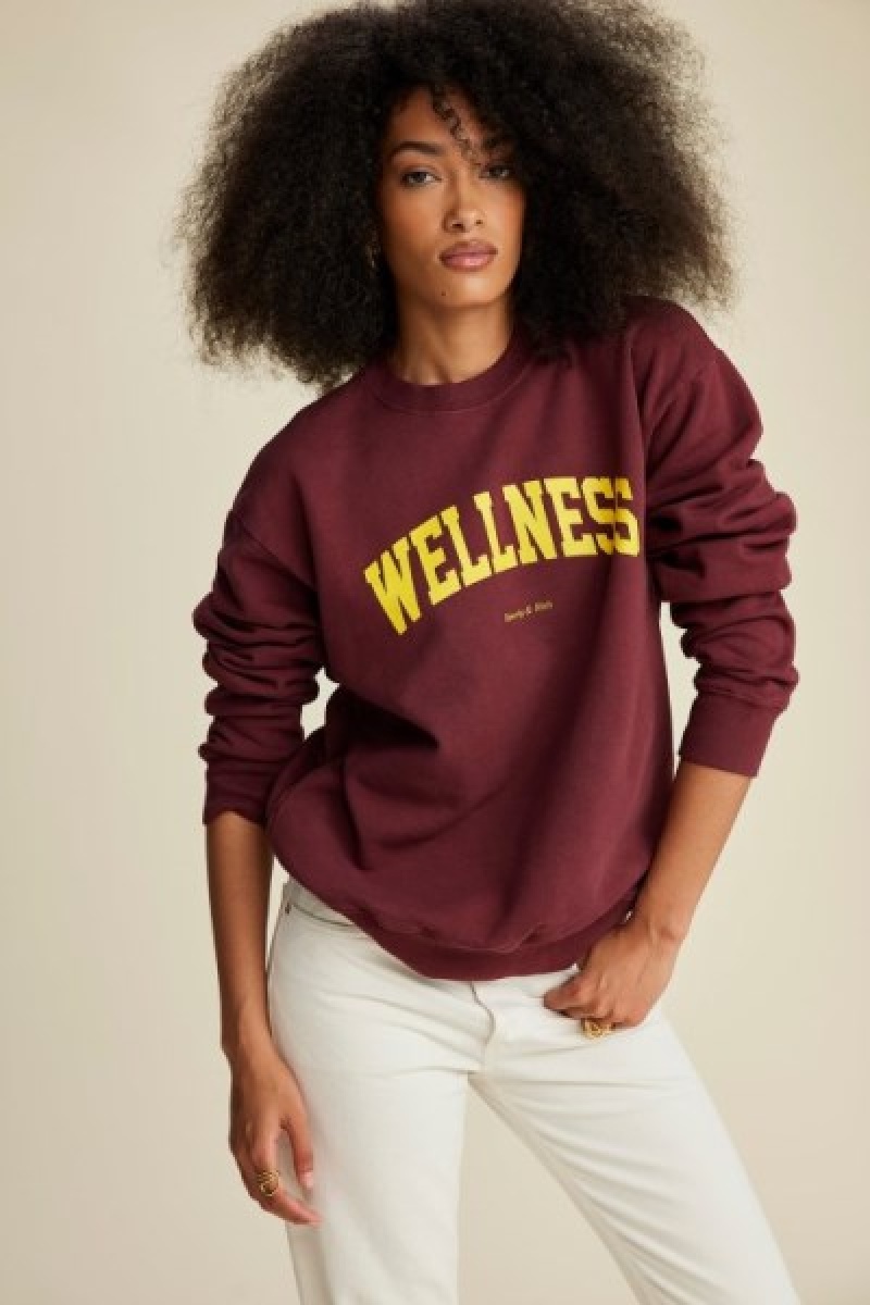 Women's Sporty And Rich Wellness Ivy Crewneck Sweatshirts Burgundy | 5MkmYqO27KA