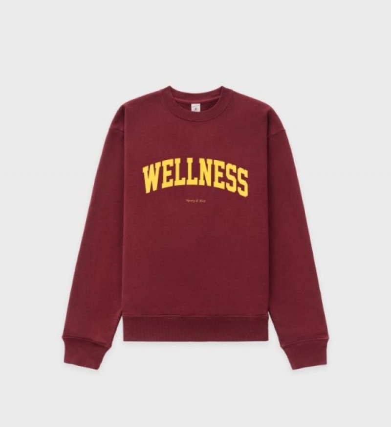 Women\'s Sporty And Rich Wellness Ivy Crewneck Sweatshirts Burgundy | 5MkmYqO27KA